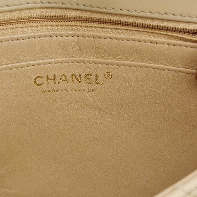 Sold Chanel Classic Flap Medium Happy Stitch Beige Leather with Contrast Black Trim