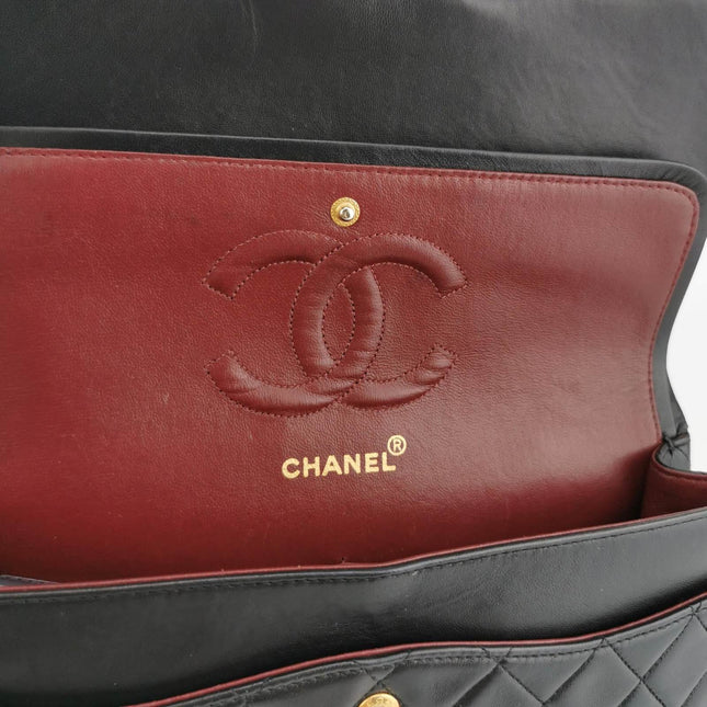 Sold Chanel Classic Flap Vintage Black Lambskin Leather with 24k Gold Hardware