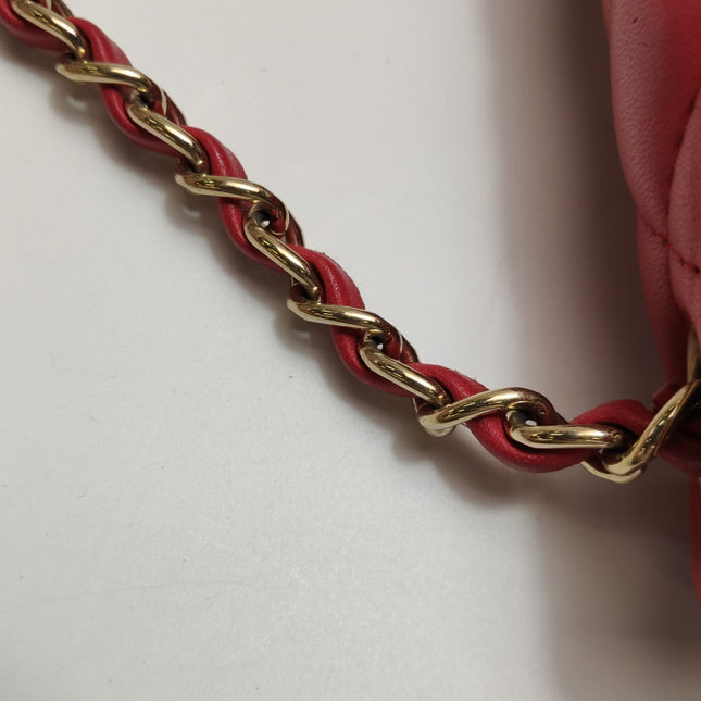 Chanel Classic Flap Mini Square Red Lambskin Leather Gold Hardware