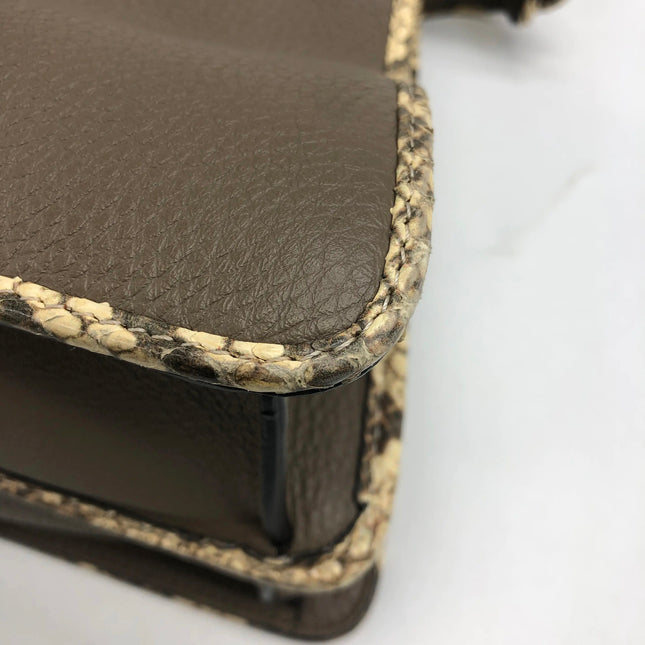 Fendi Peekaboo ISeeU Sellier Small Grey Leather with Python Skin Trimming