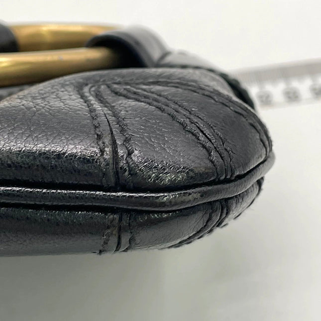 Gucci Horsebit 1955 Chain Large Black Leather and Patent Leather Shoulder Bag