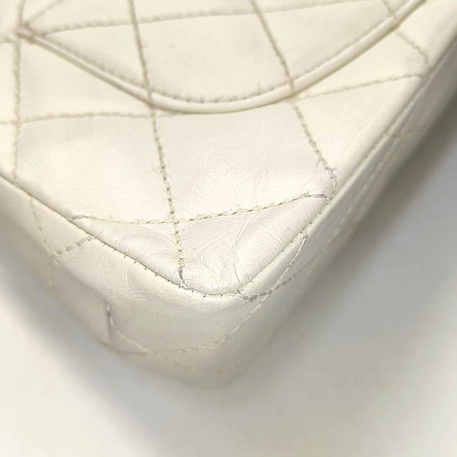 Chanel Classic Flap Medium Happy Stitch White Leather with Contrast Black Trim, 2003-04