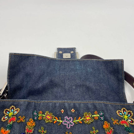Sold Fendi Baguette Denim with Floral Beads 25 Anniversary Special Collection