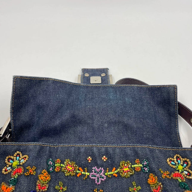 Sold Fendi Baguette Denim with Floral Beads 25 Anniversary Special Collection