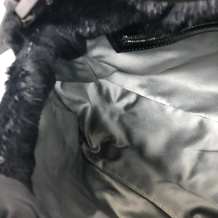 Fendi Mamma Baguette Black Faux Fur Shoulder Bag