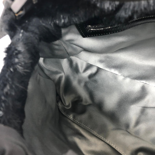 Fendi Mamma Baguette Black Faux Fur Shoulder Bag