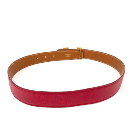 Hermès Constance H Belt Red and Gold Clemence Leather Size 70