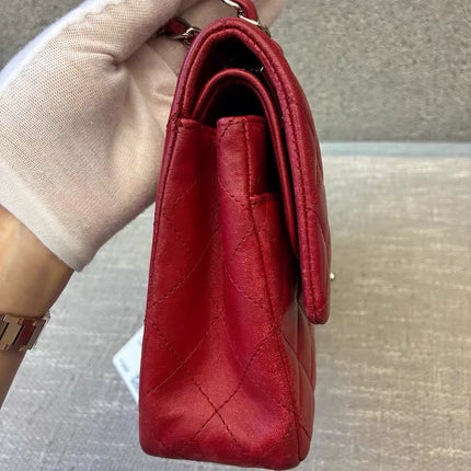 Chanel Classic Flap Medium Red Lambskin Leather with Silver Hardware 2012-13