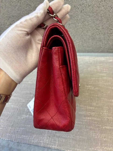 Chanel Classic Flap Medium Red Lambskin Leather with Silver Hardware 2012-13