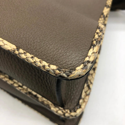Fendi Peekaboo ISeeU Sellier Small Grey Leather with Python Skin Trimming