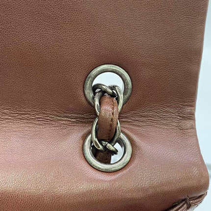 Chanel Classic Flap Maxi Chocolate Brown Lambskin Leather Single Flap Silver Hardware