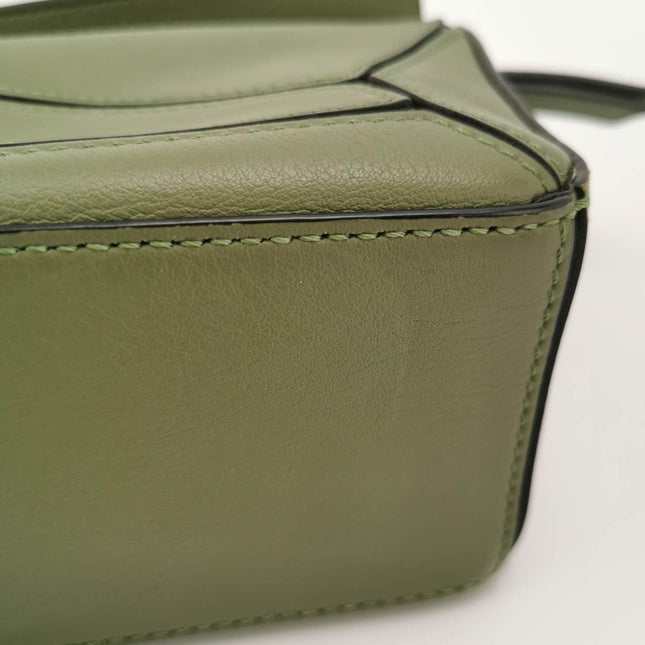 Sold Loewe Puzzle Mini Green Calfskin Leather Crossbody Bag