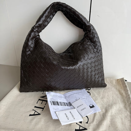 Bottega Veneta Hop Hobo Small Medium Leather Chocolate Brown 46cm-Luxbags