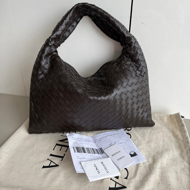 Bottega Veneta Hop Hobo Small Medium Leather Chocolate Brown 46cm-Luxbags