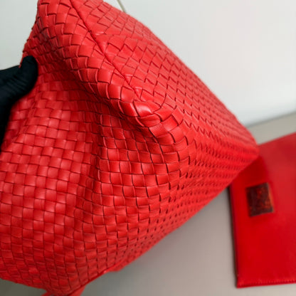 Bottega Veneta Cabat Large Intreccio Red Leather 40cm