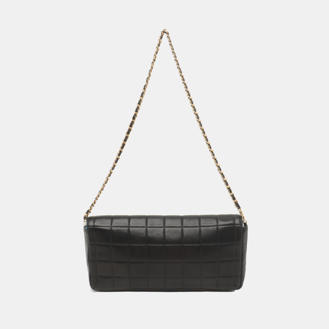 Chanel East West Chocolate Bar Black Leather Blue Interior