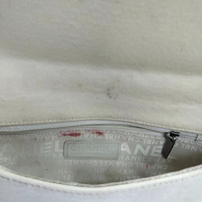 Chanel Ivory Jersey Evening Bag with Mirrored Pyramid Studs Ice Cube Chocolate Bar Shoulder Bag