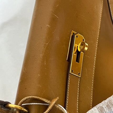 Hermes Kelly 32 Retourne 1976 Gold Box Leather Gold Hardware