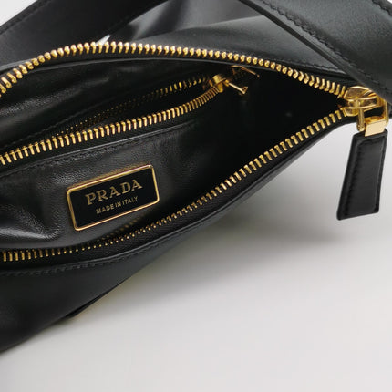 Prada Aimée Black Medium Calfskin Leather Shoulder Bag