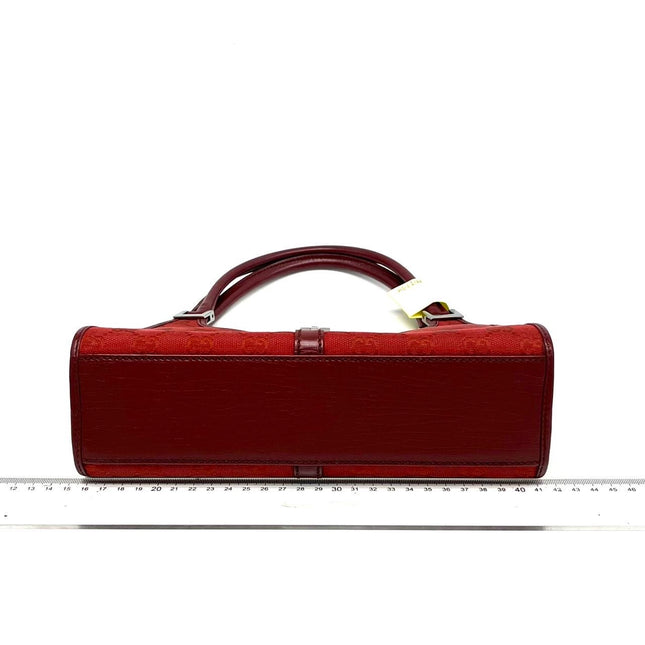 Gucci Jackie Vintage Red Monogram Fabric and Leather Shoulder Bag