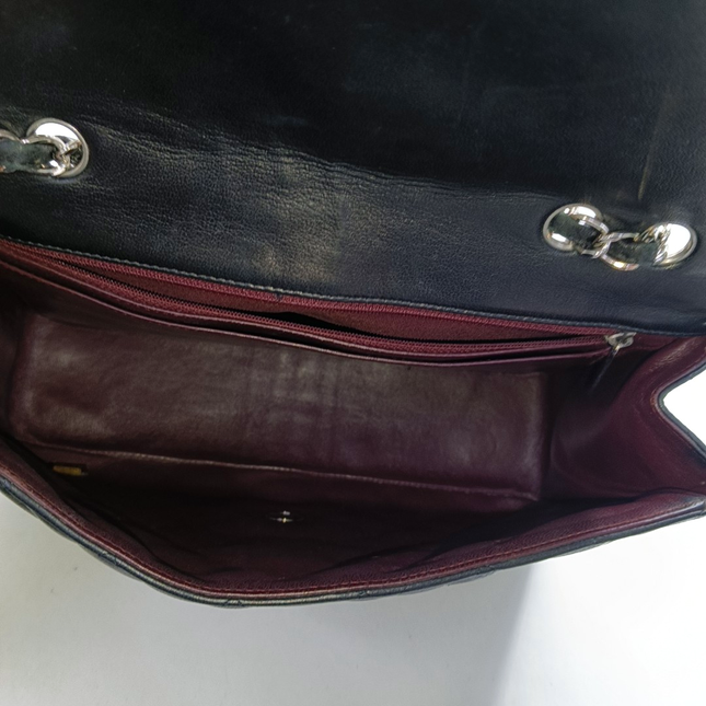 Chanel Classic Flap Jumbo Black Lambskin Leather Single Flap with Silver Hardware