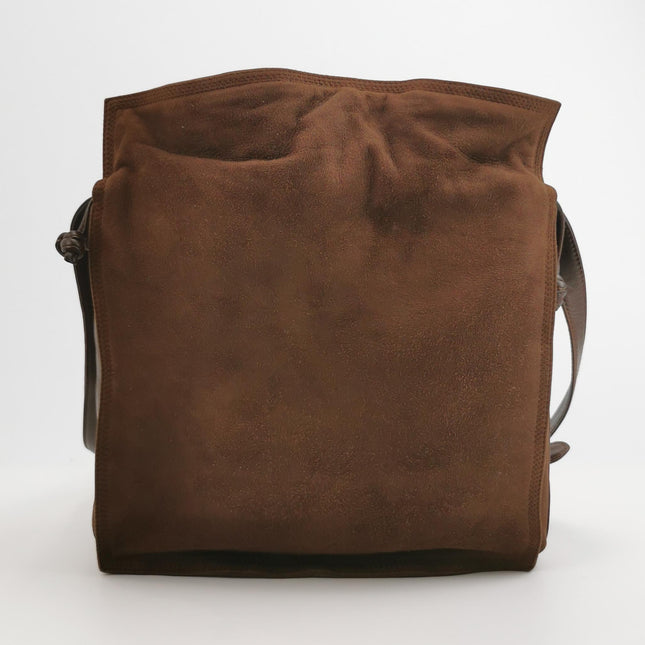 Loewe Flamenco Medium Brown Suede Leather Shoulder Bag 28cm