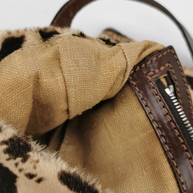 Sold Fendi Baguette Pony-style Calfskin Leather Brown Printed on Beige