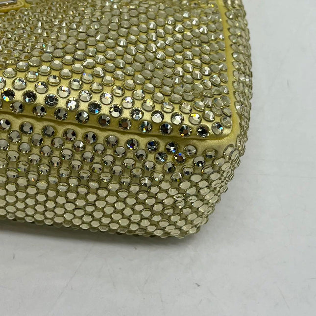 Prada Re-Edition 2000 Mini Yellow Glitter Nylon Shoulder Bag