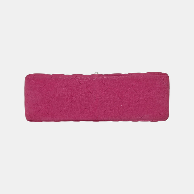 Chanel Classic Flap Jumbo Pink Caviar Leather Double Flap Silver Hardware, 2013-14