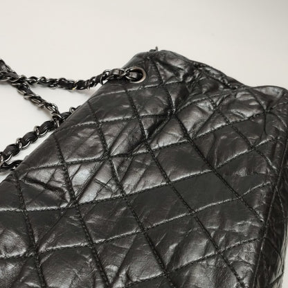 Chanel Chain Me Chain Around Medium Flap Bag Shiny Black Calfskin Leather, 2012