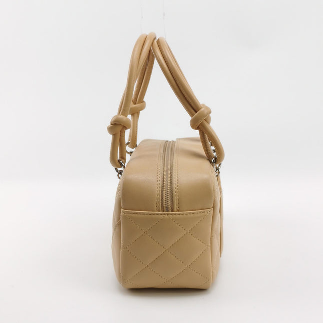 Chanel Cambon Small Shoulder Bag Beige Calfskin Leather Double Strap