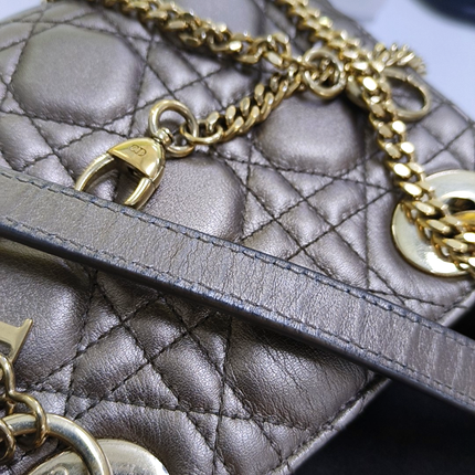 Lady Dior Mini Metallic Copper Gold Cannage Lambskin Gold Hardware Chain Strap