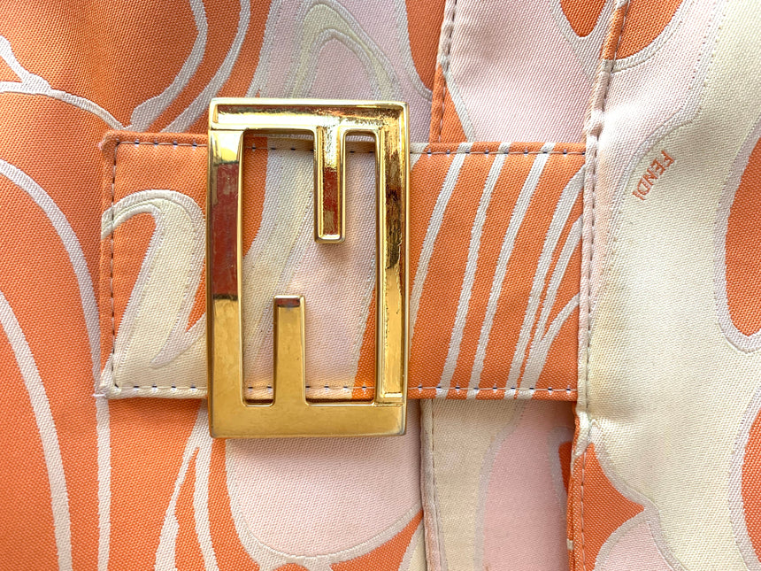 Sold FENDI Baguette Orange Multicolor Silk with Psychedelic prints