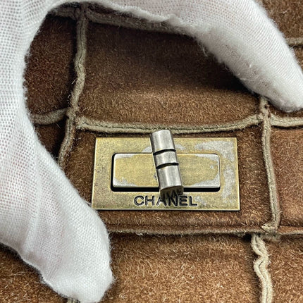 Chanel 2.55 Flap Bag Vintage Chocolate Bar 1997 Medium Suede Brown
