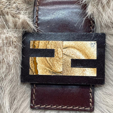 Fendi Baguette Soft Beige Fluffy Fur Shoulder Bag