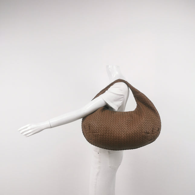 Bottega Veneta Belly Hobo Milk Chocolate Brown Maxi 50cm Intrecciato Leather