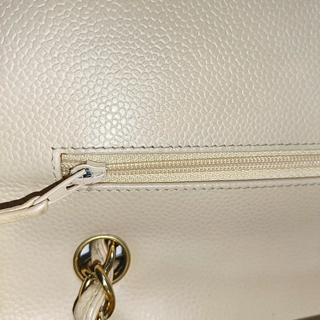 Sold Chanel Classic Flap Jumbo 2010 Beige Caviar Leather Doublr Flap Gold Hardware