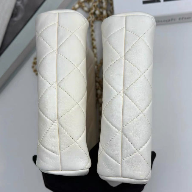 Chanel White Quilted Lambskin Double Side Pack Bags Aged Gold Hardware 2019