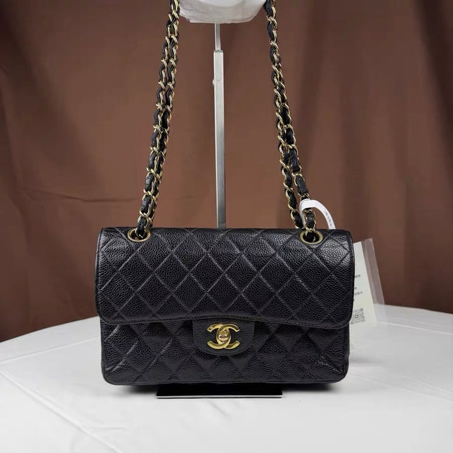 Chanel Classic Flap Small Black Caviar Leather with 24k Gold Hardware, 2003-04-Luxbags