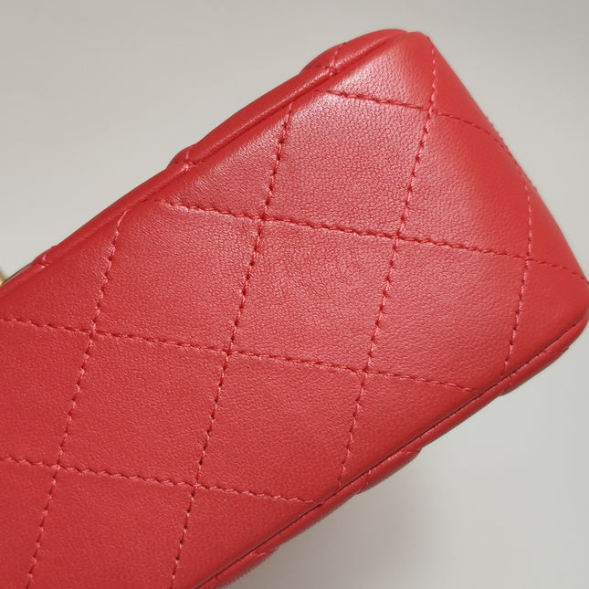 Chanel Classic Flap Mini 2019 Red Lambskin Leather Gold Hardware