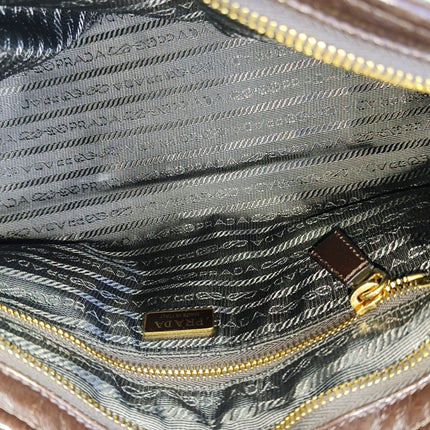 Prada Bonnie Medium Soft Lux Brown Shiny Calfskin Leather Shoulder Bag