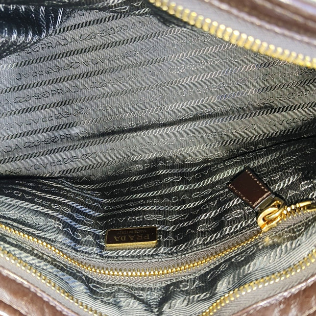 Prada Bonnie Medium Soft Lux Brown Shiny Calfskin Leather Shoulder Bag