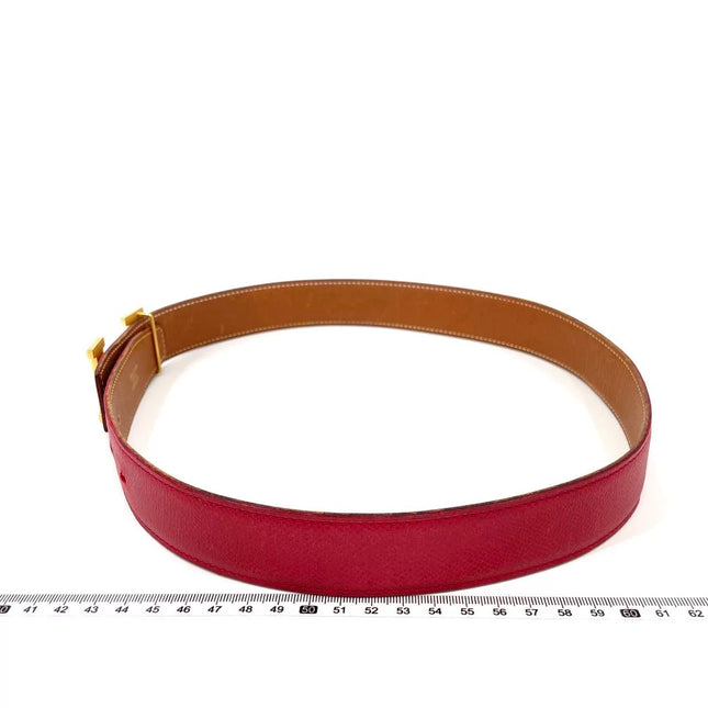 Hermès Constance H Belt Red and Gold Clemence Leather Size 70