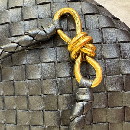 Bottega Veneta Andiamo Medium Black Intrecciato Leather Handbag