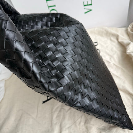 Bottega Veneta Hop Black Intrecciato Leather Maxi Hobo Bag 54cm