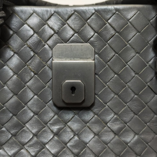 Bottega Veneta Roma Handbag Intrecciato Nappa Leather Grey Small 30cm