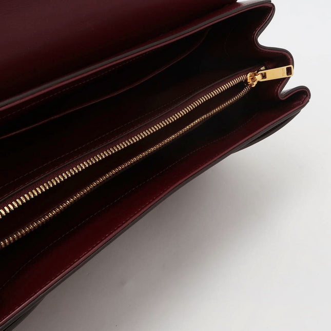 Celine 16 Bag Medium Burgundy Smooth Calfskin Leather With Strap