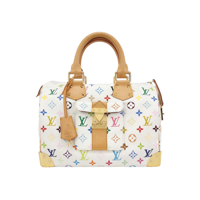 Louis Vuitton x Takashi Murakami Speedy 30 Lock White Multicolor-Luxbags
