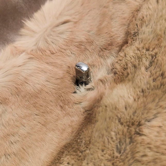 Chanel Fur Flap Bag Brown Grey Chincilla Bag Multi-Layer Chain