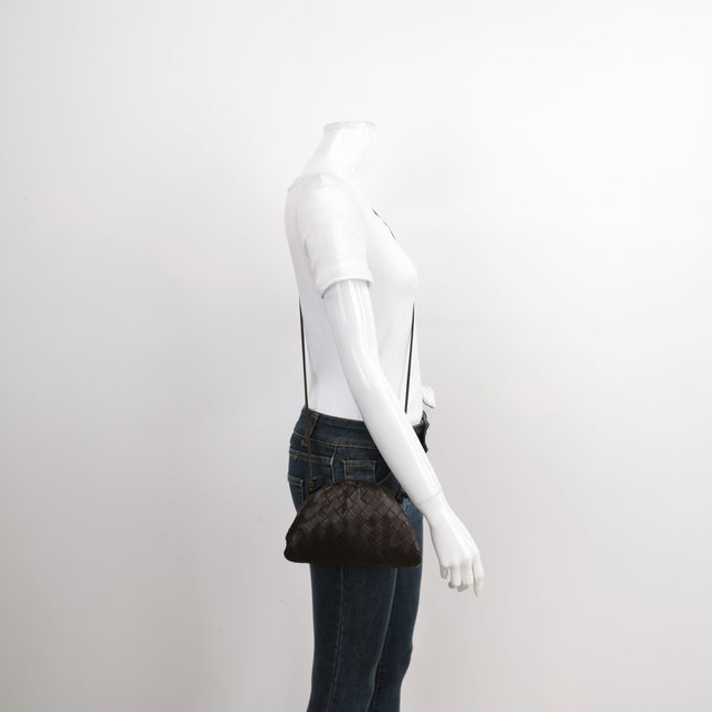 Sold Bottega Veneta Pouch Mini Intrecciato Dark Chocolate Brown Lambskin Leather Crossbody Bag